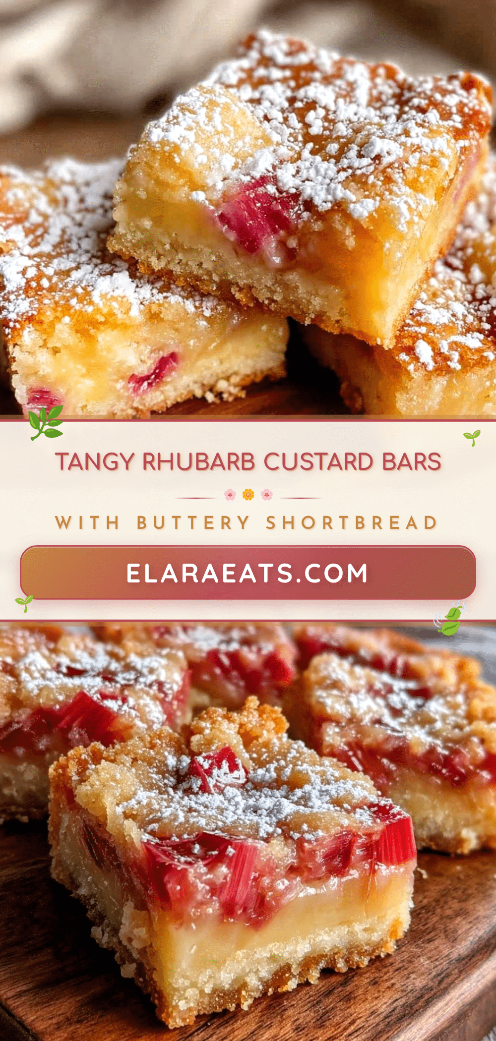 creamy rhubarb custard bars recipe