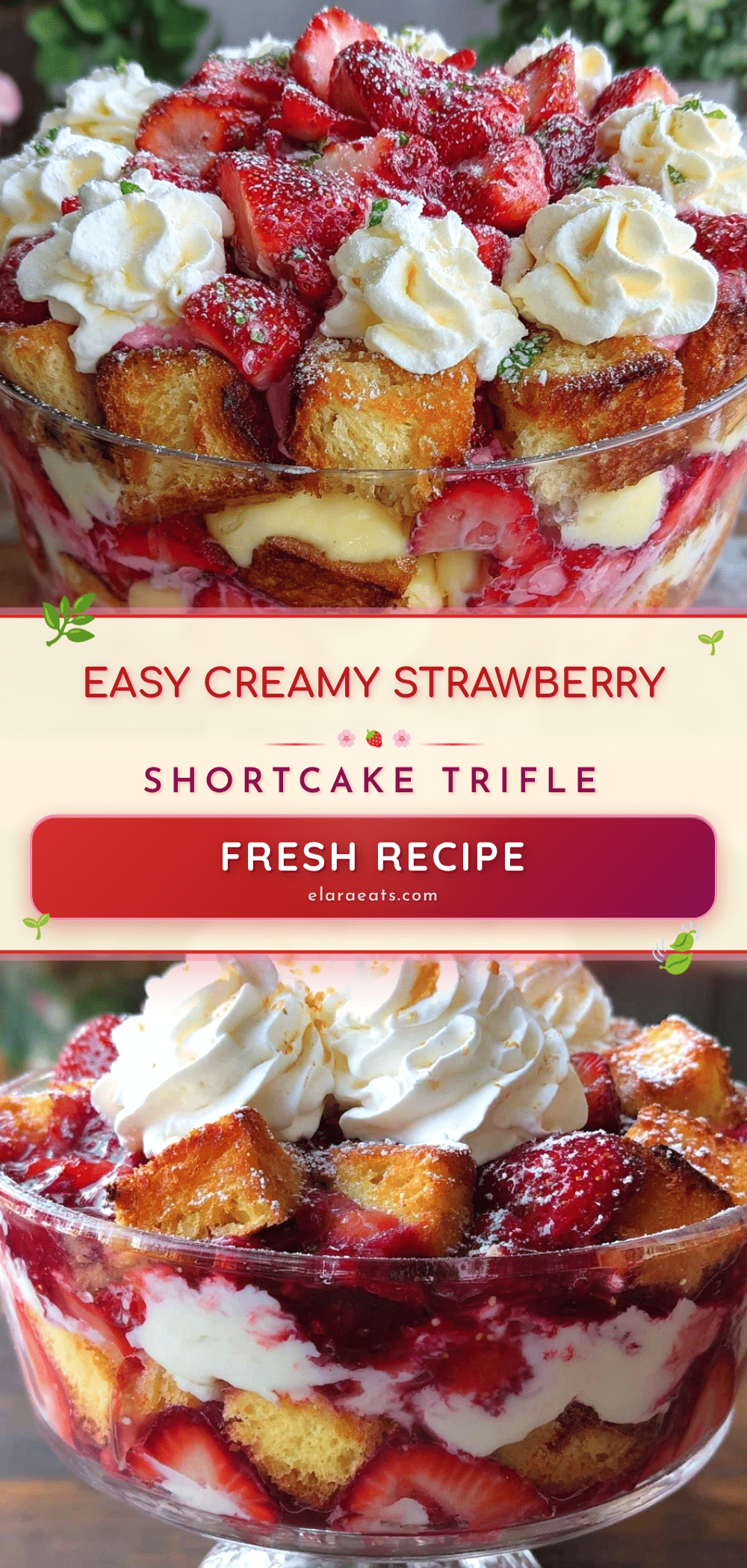 easy creamy strawberry shortcake trifle recipe