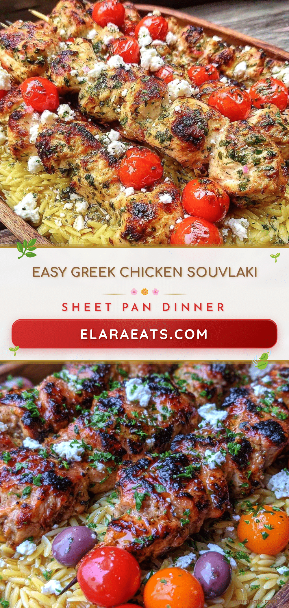 easy greek chicken souvlaki sheet pan dinner recipe