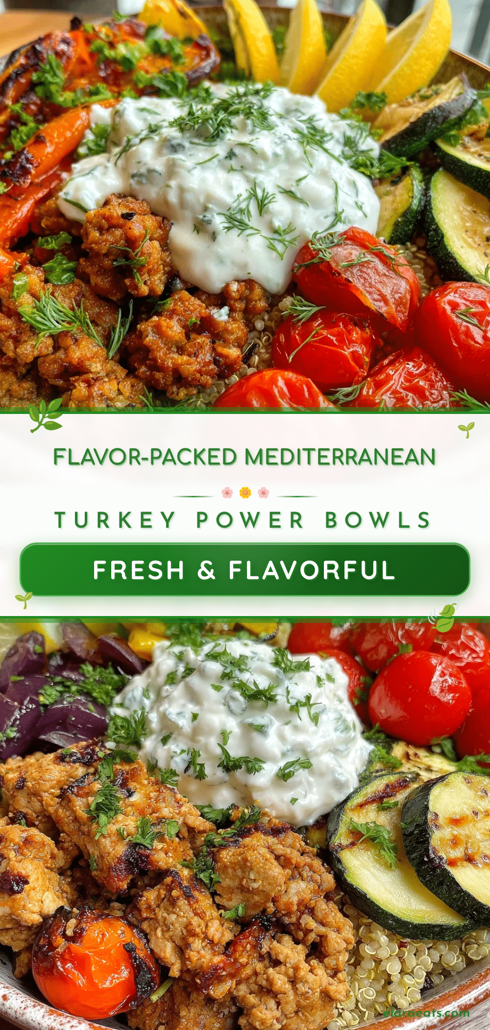 Mediterranean Ground Turkey Power Bowls recipe