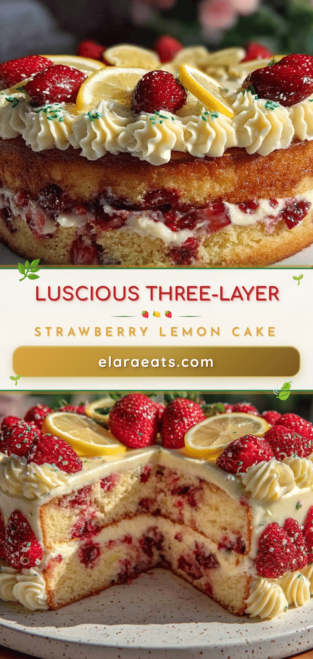three-layer strawberry lemon buttercream cake recipe