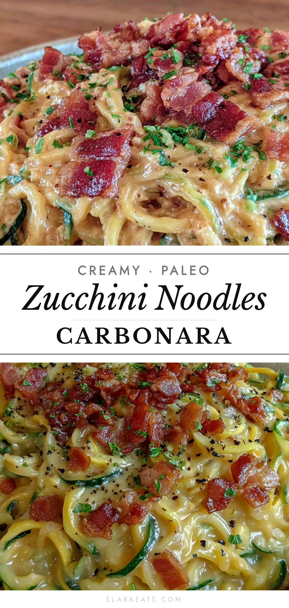 creamy paleo zucchini noodles carbonara recipe
