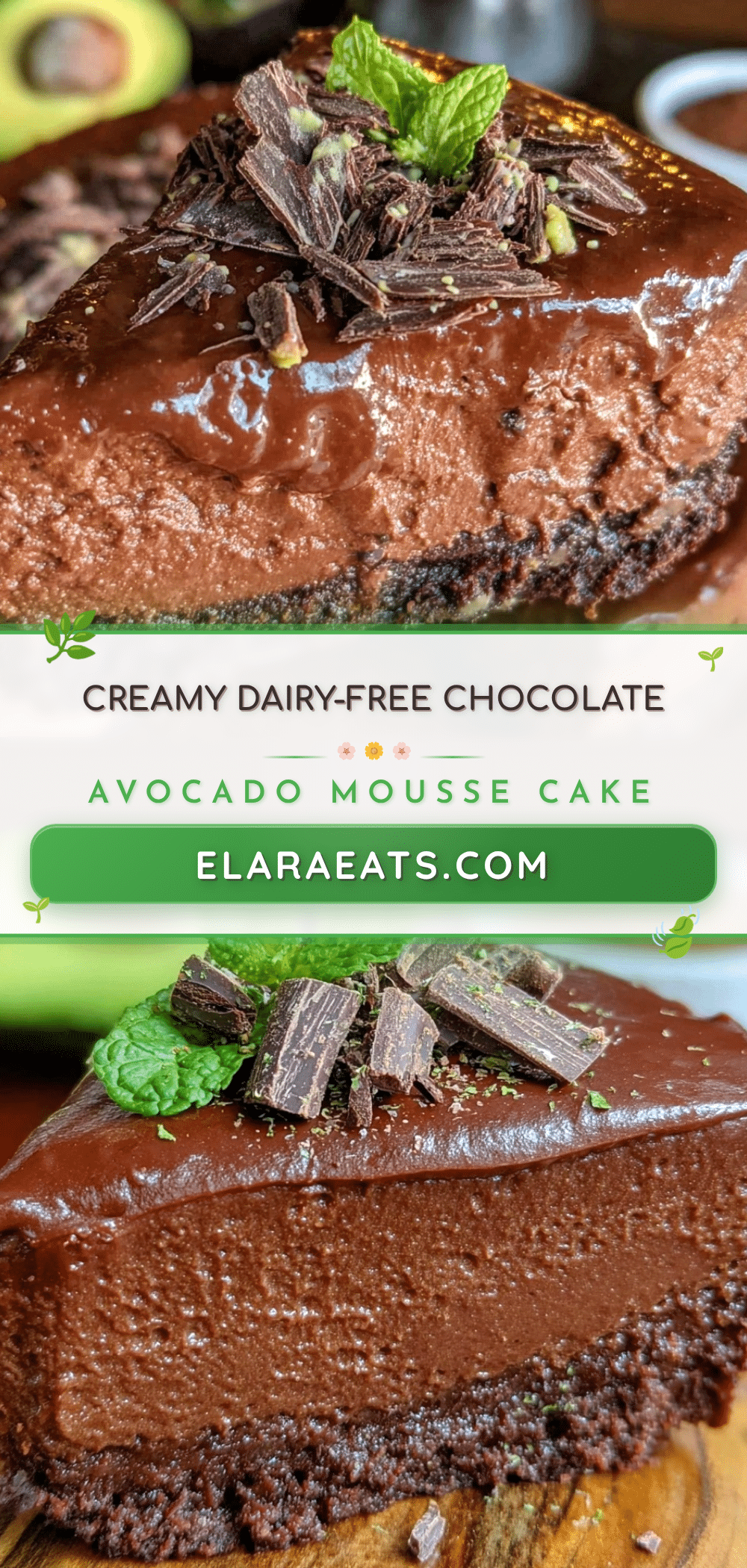 dairy-free chocolate avocado mousse cake recipe