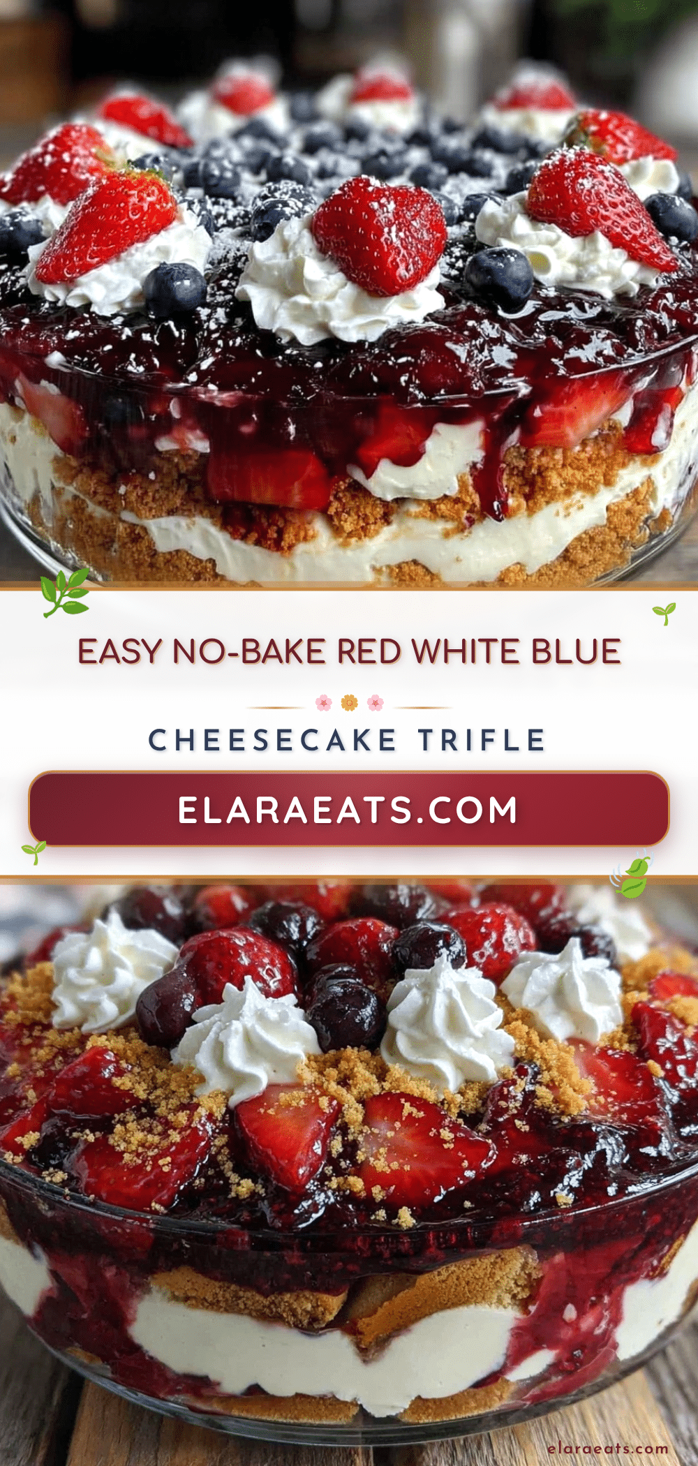 no bake red white and blue berry cheesecake trifle recipe