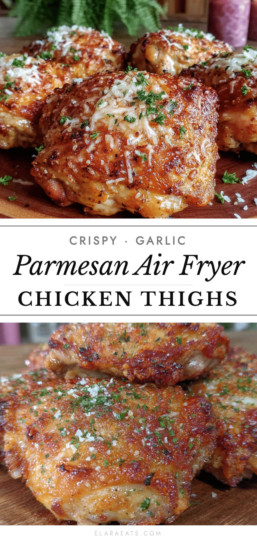 crispy garlic parmesan chicken thighs air fryer recipe