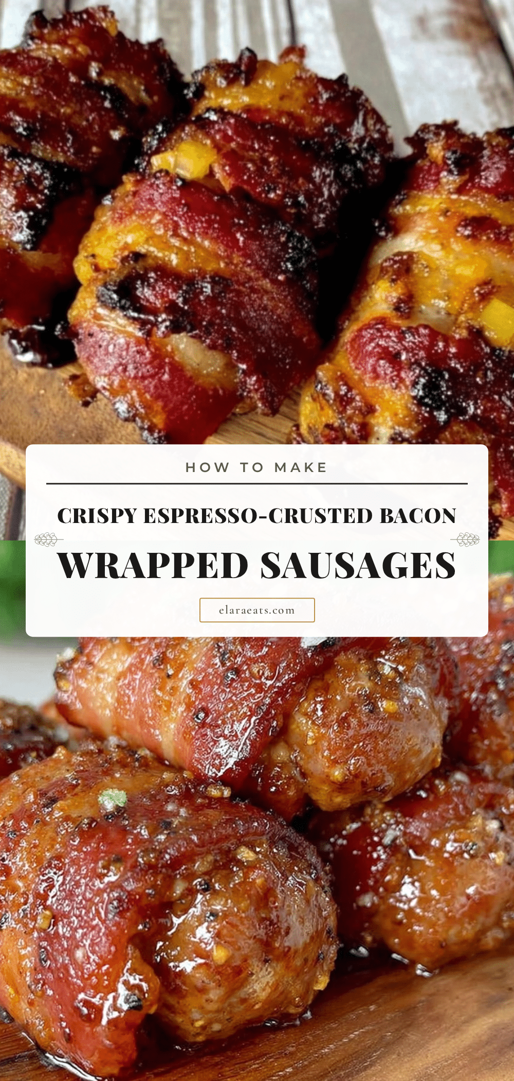 espresso-crusted bacon wrapped sausages recipe