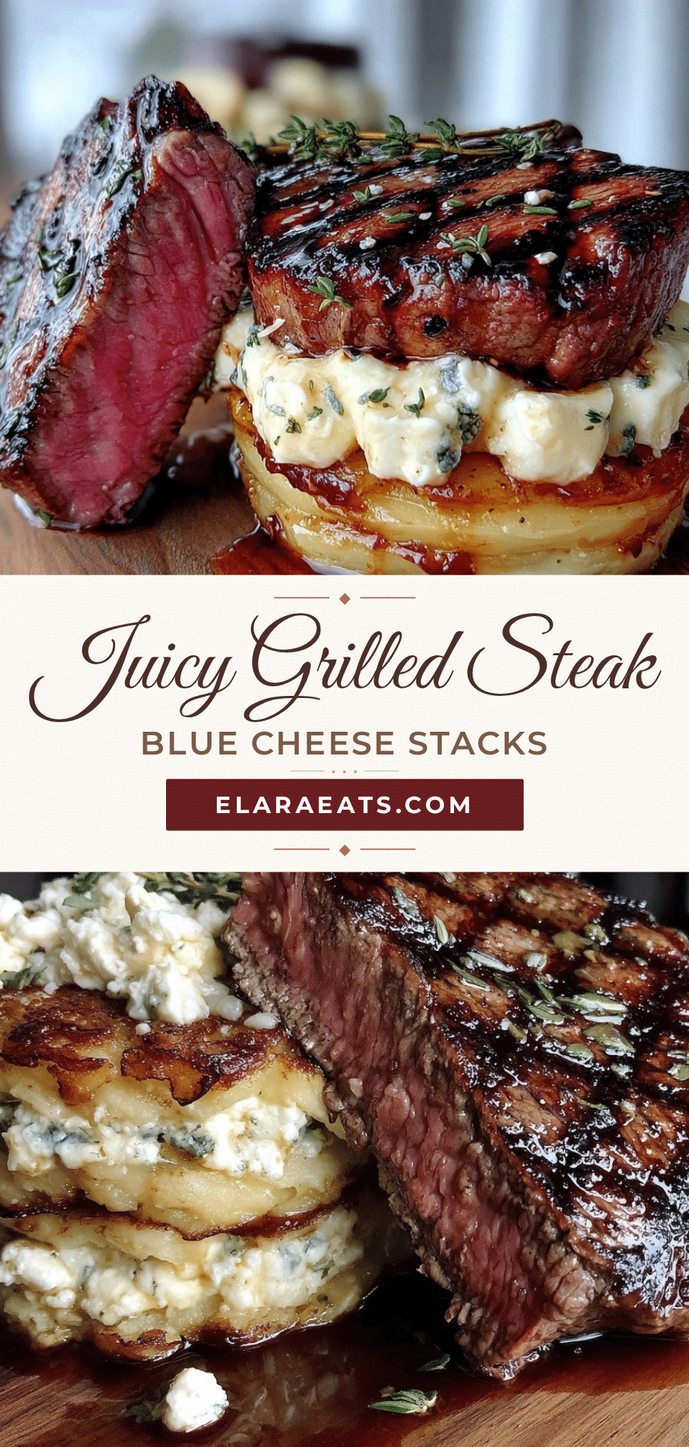 grilled steak and blue cheese potato stacks recipe