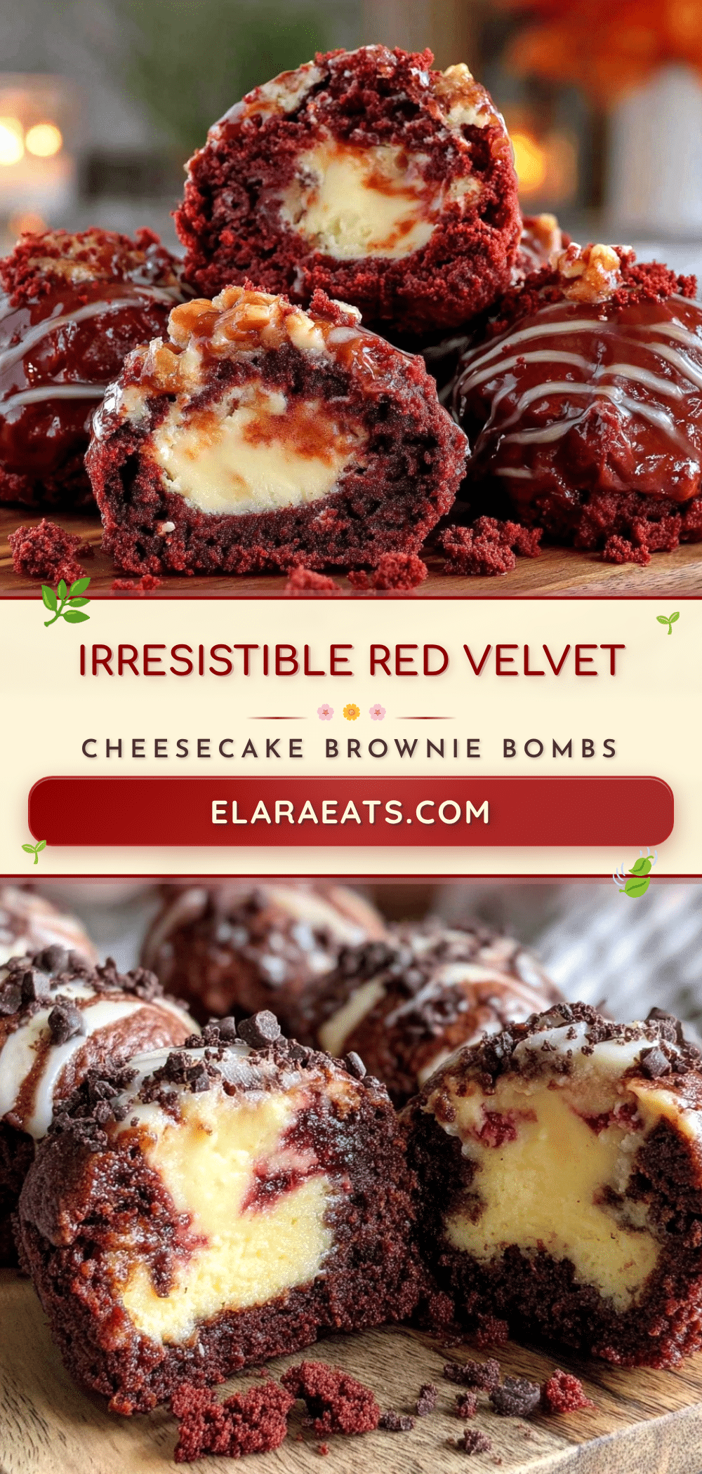 Red Velvet Cheesecake Brownie Bombs recipe
