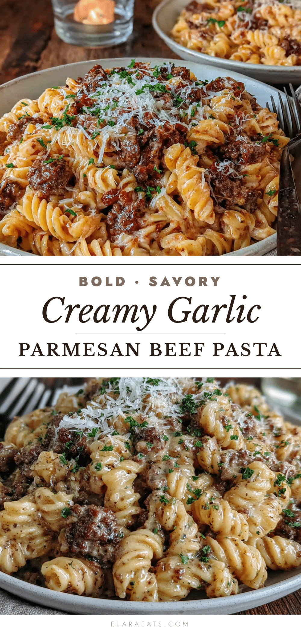creamy garlic parmesan ground beef pasta recipe