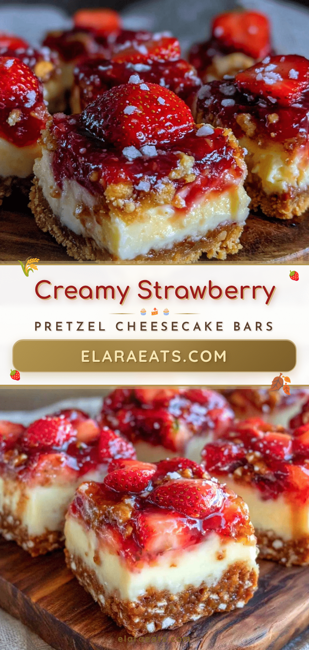 creamy strawberry pretzel salad cheesecake bars recipe