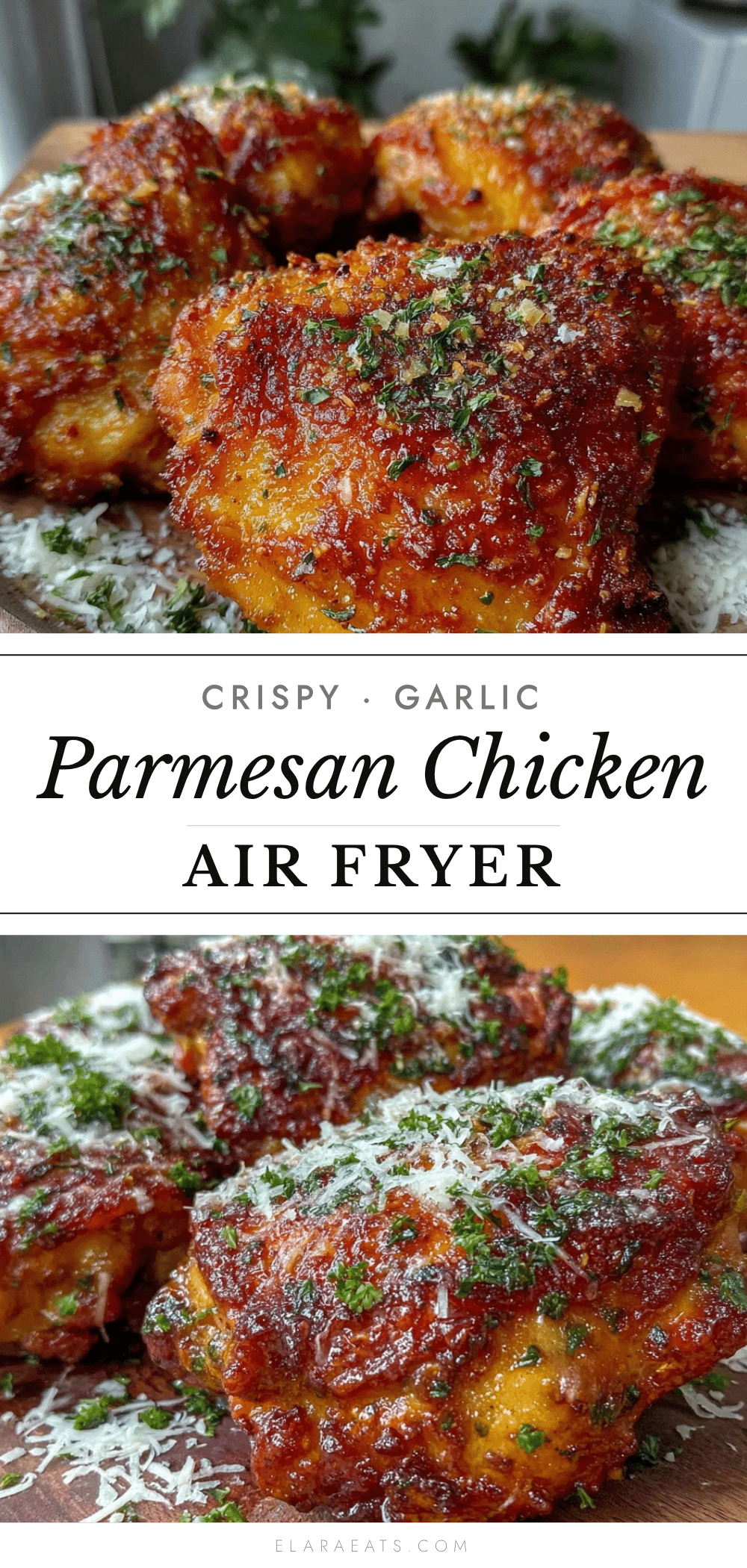 crispy garlic parmesan air fryer chicken thighs recipe