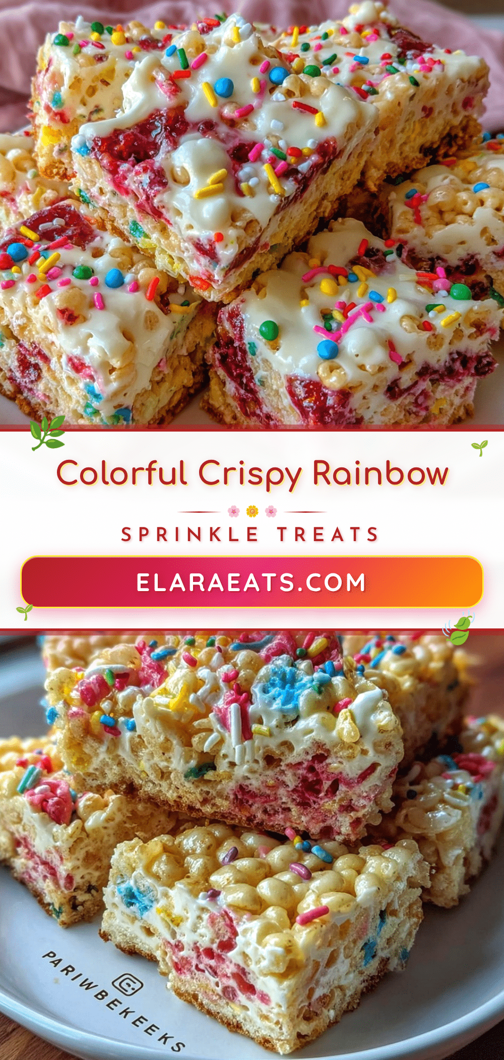 crispy rainbow sprinkle rice krispie treats recipe