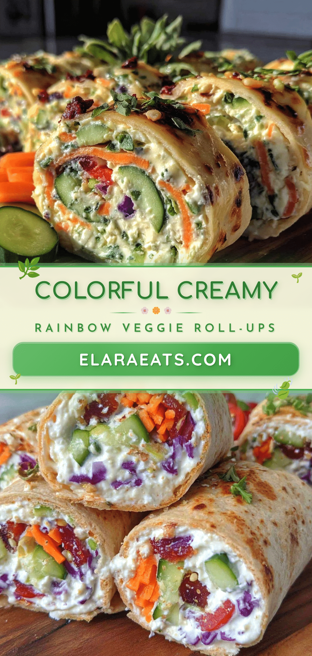 fresh rainbow veggie cream cheese roll-ups recipe