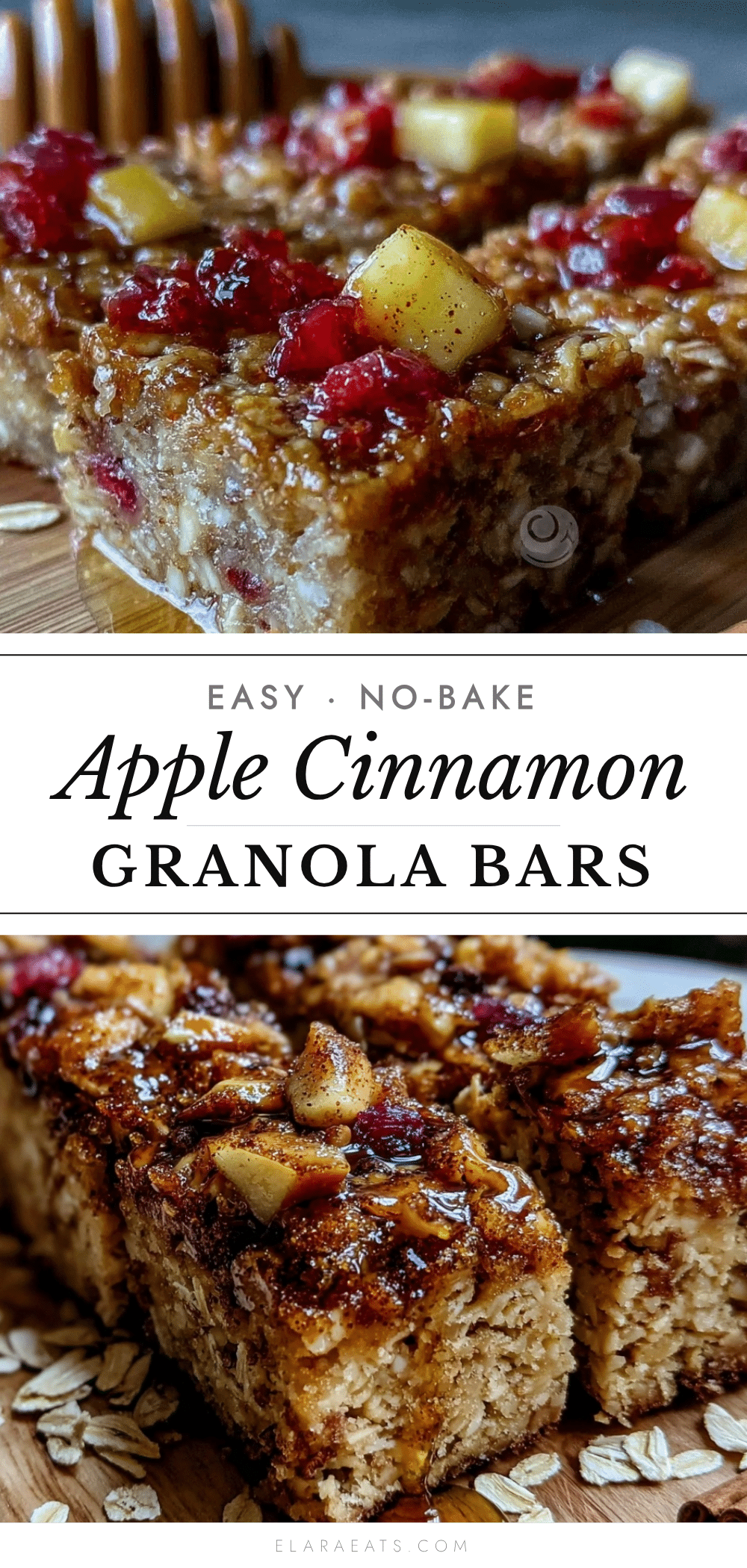 no-bake apple cinnamon granola bars recipe