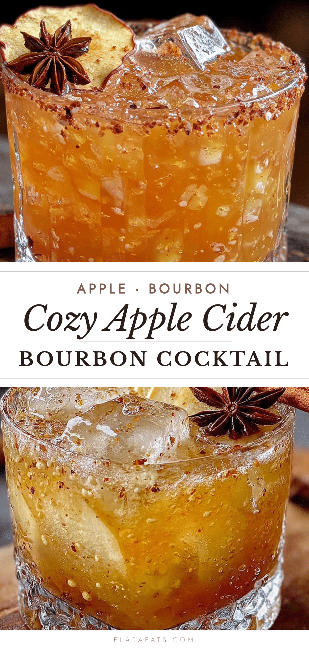 cozy apple cider bourbon cocktail recipe