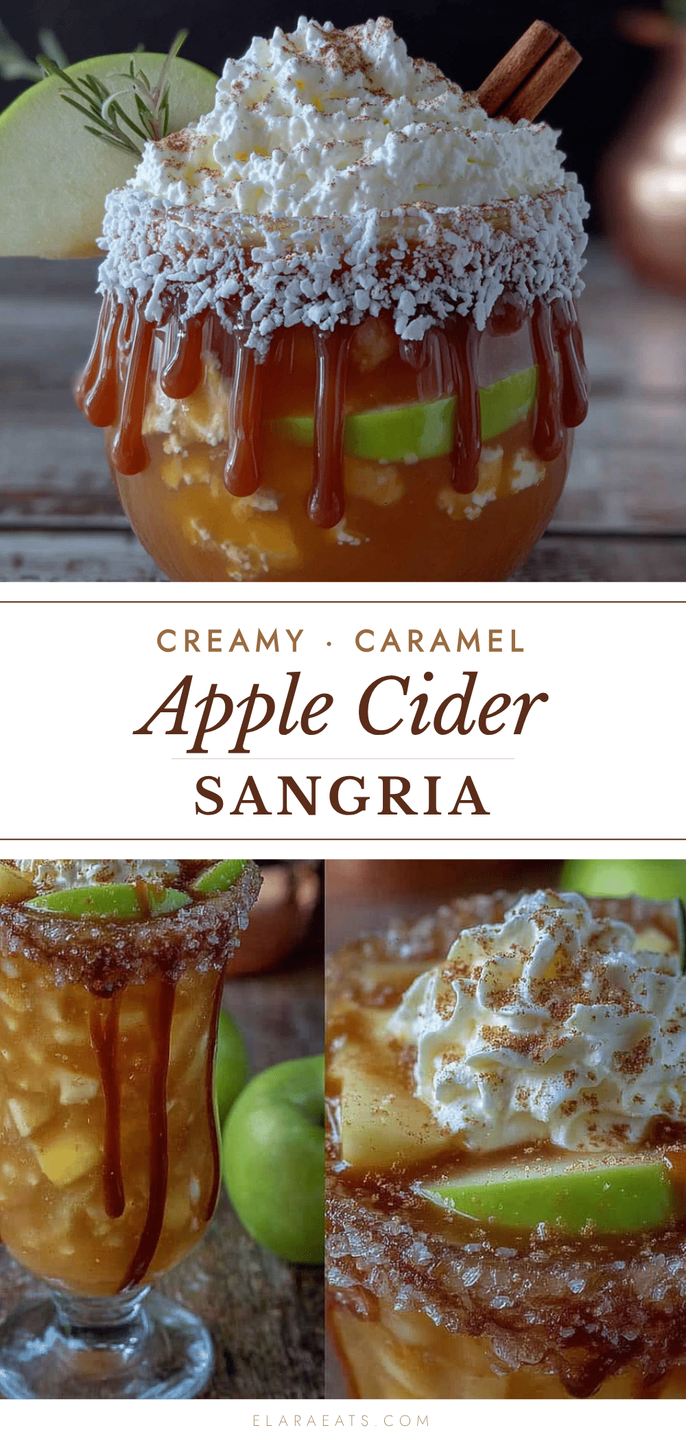 creamy caramel apple cider sangria mocktail recipe