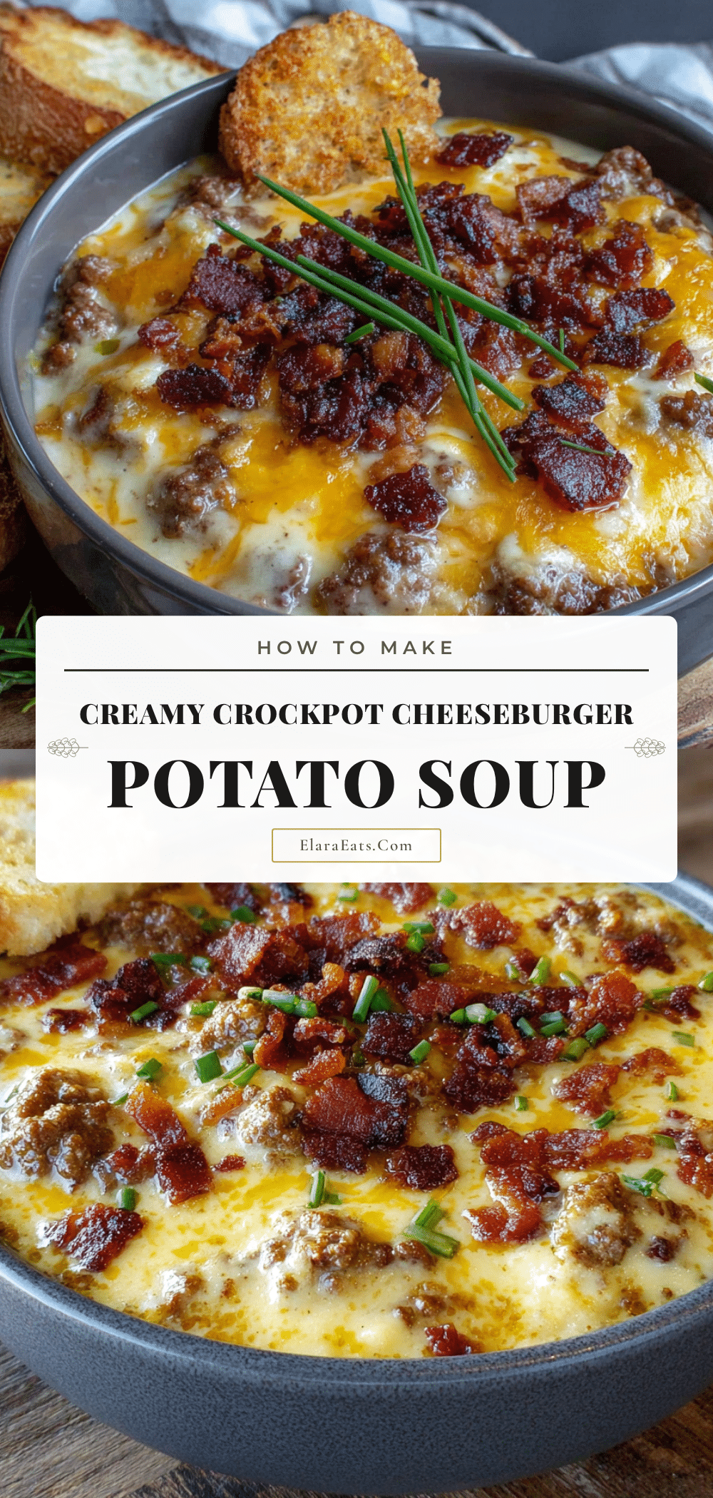 Creamy Crockpot Cheeseburger Potato Soup recipe