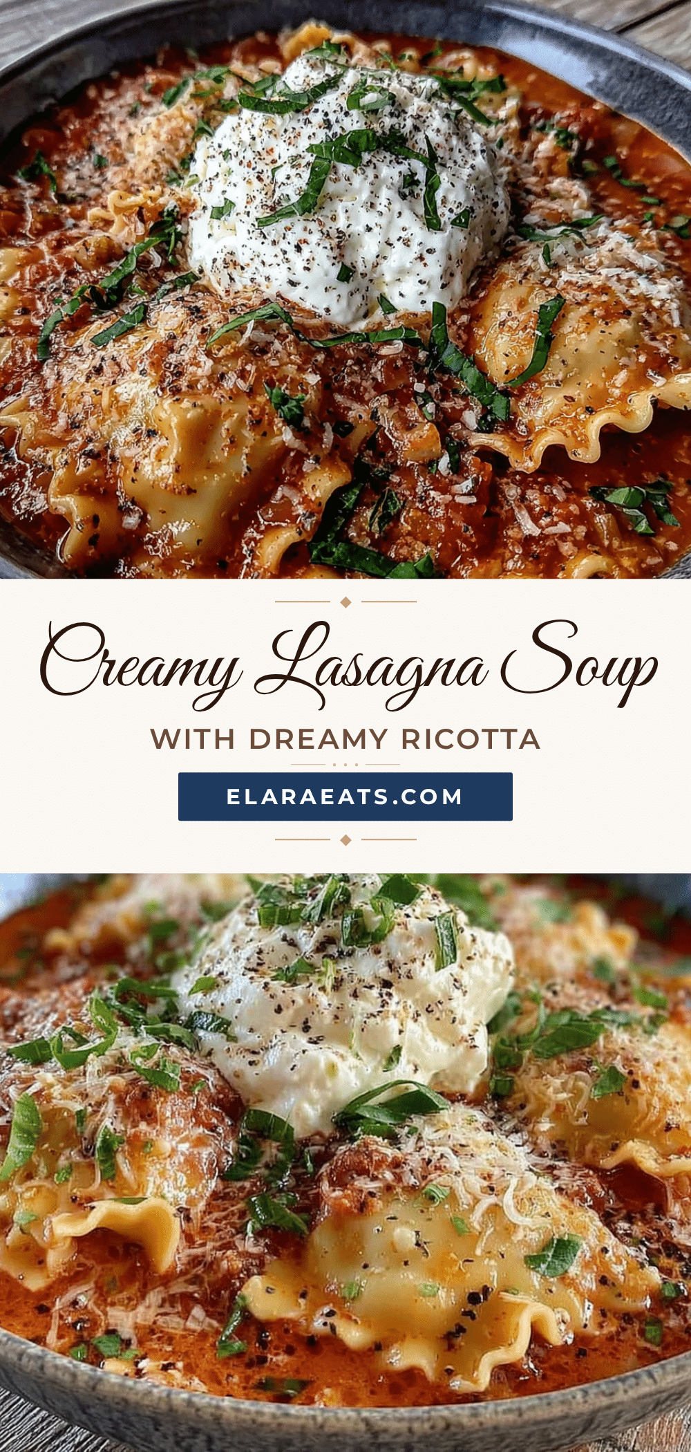 creamy lasagna soup with ricotta dollop recipe