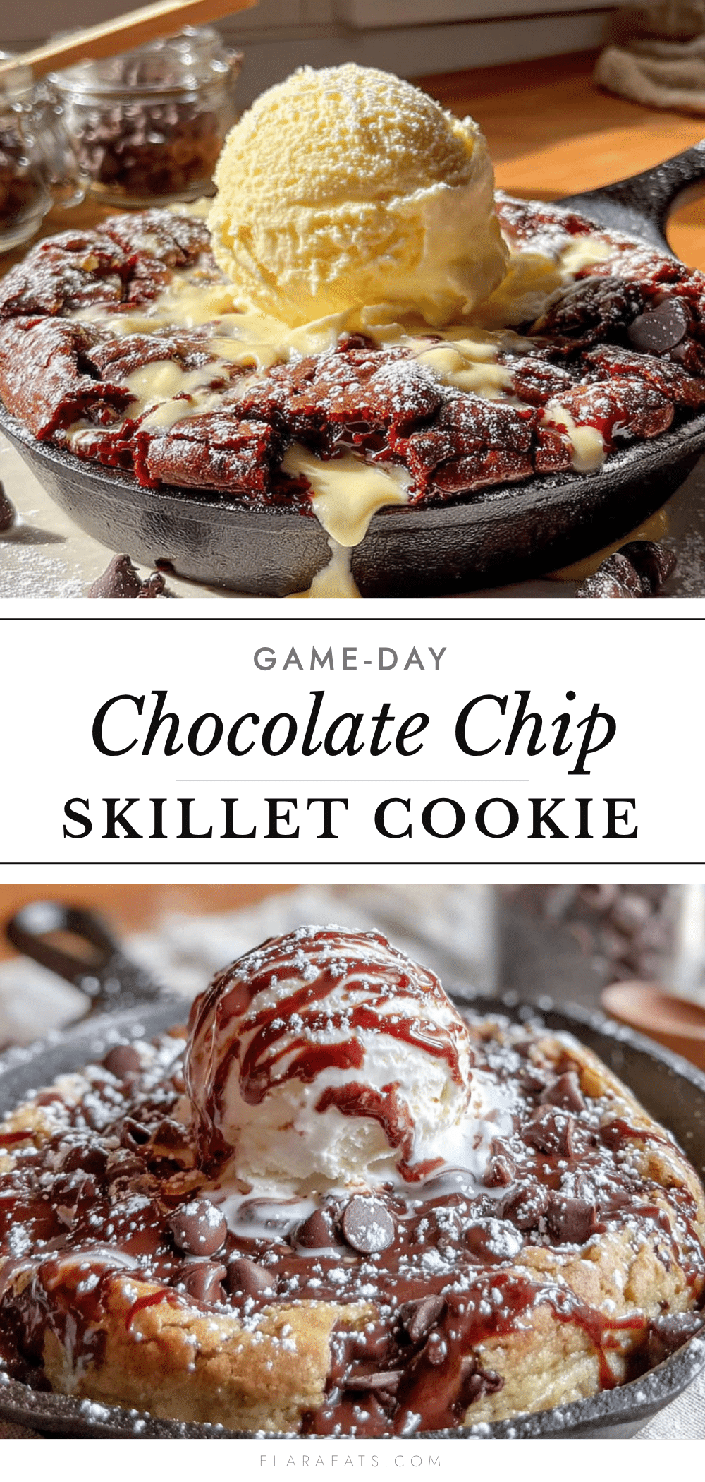 football chocolate chip skillet cookie recipe
