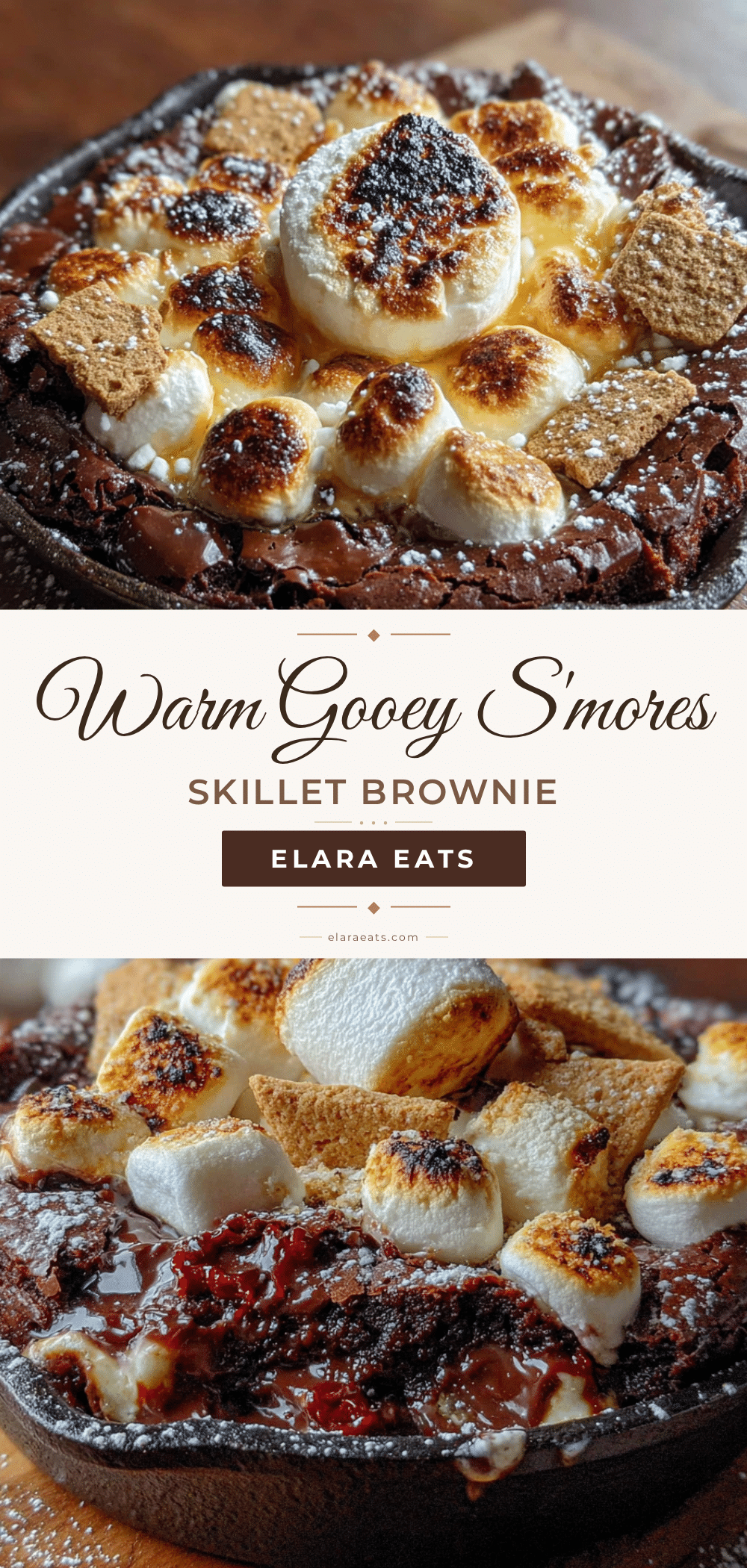 gooey smores skillet brownie bake recipe