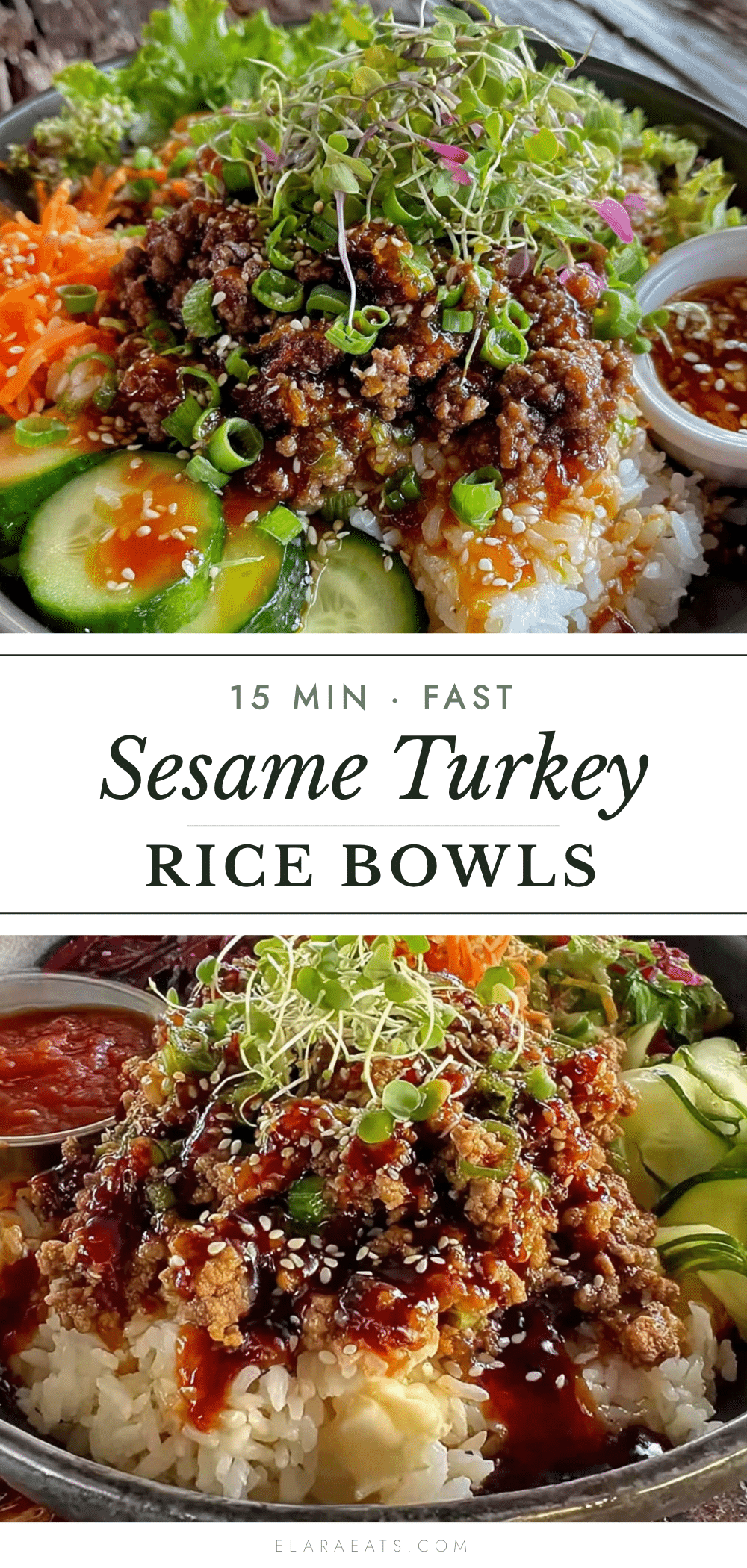 sesame ground turkey rice bowls recipe