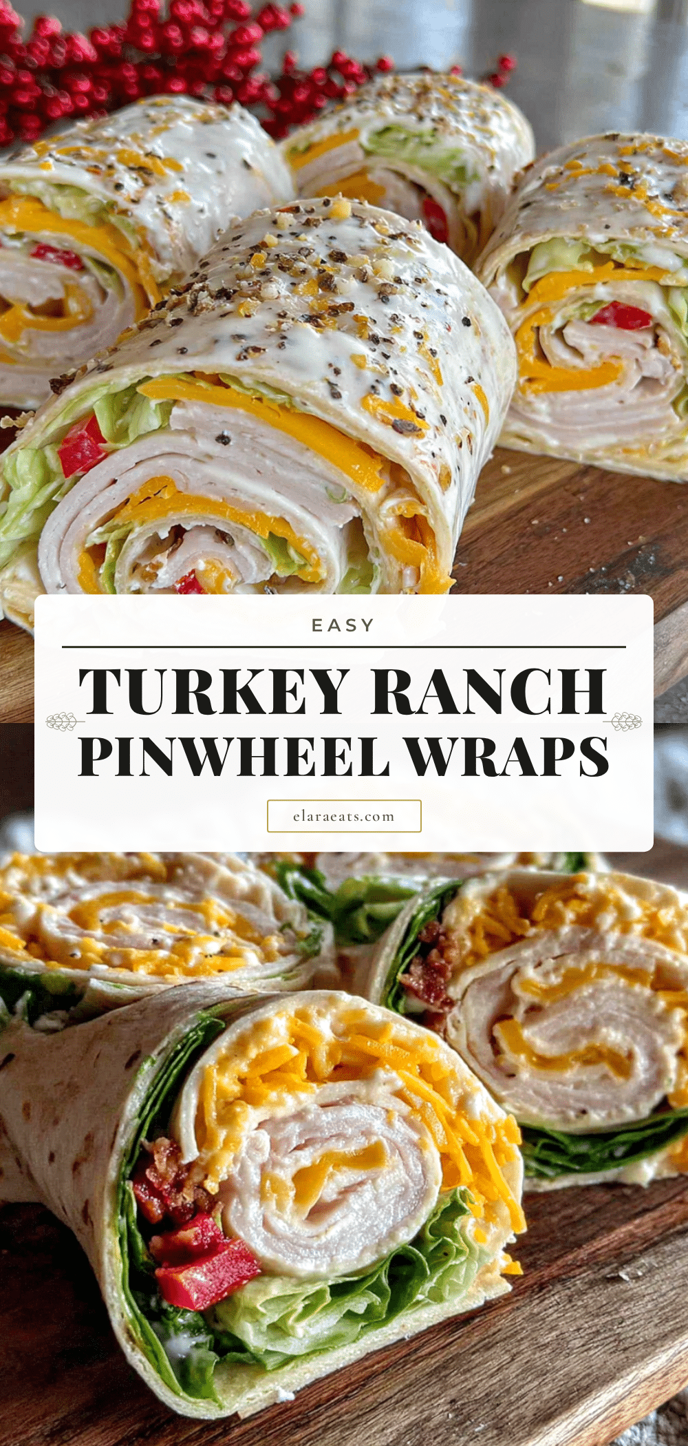 Turkey ranch pinwheel wraps recipe