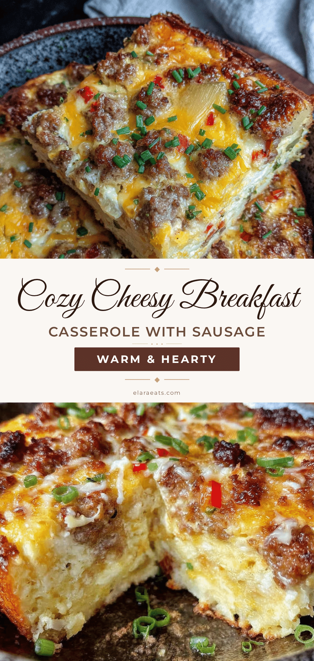 cozy cheesy breakfast casserole with sausage recipe
