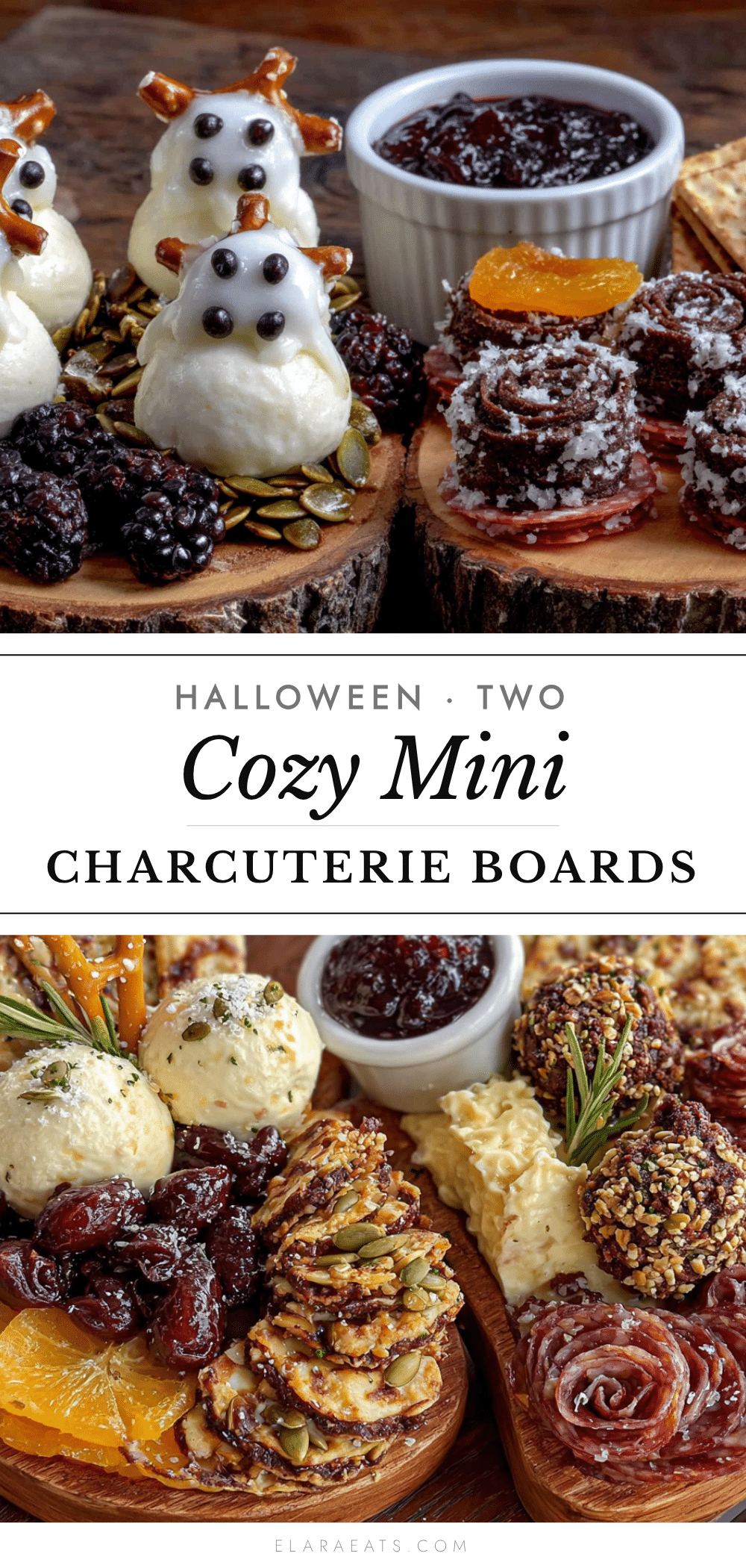 cozy mini Halloween charcuterie boards for two recipe