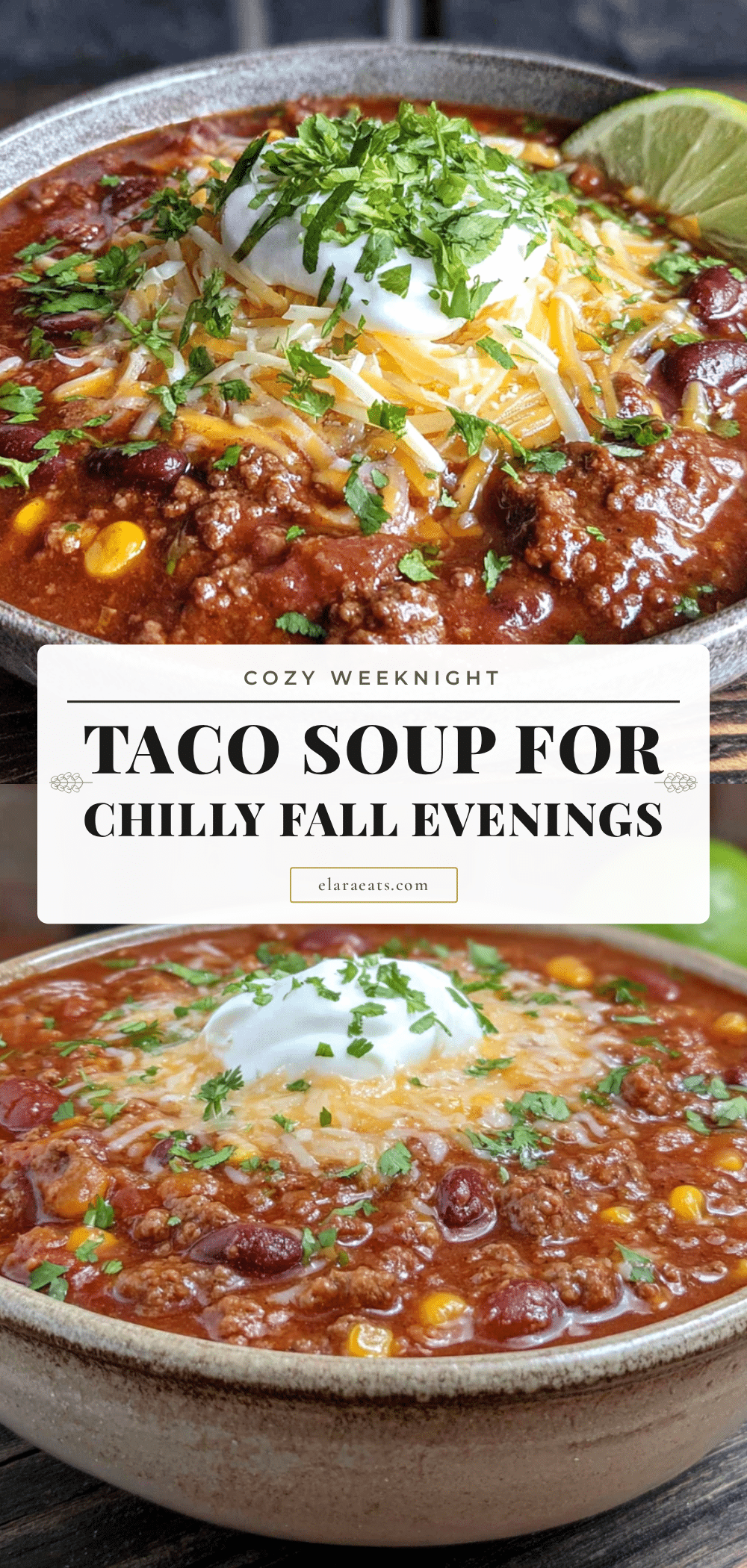 cozy weeknight taco soup recipe