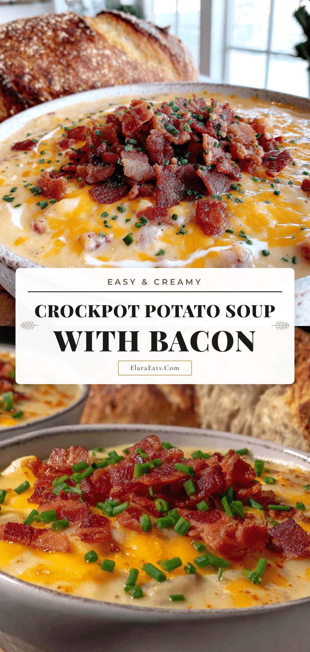 creamy crockpot potato soup with bacon recipe