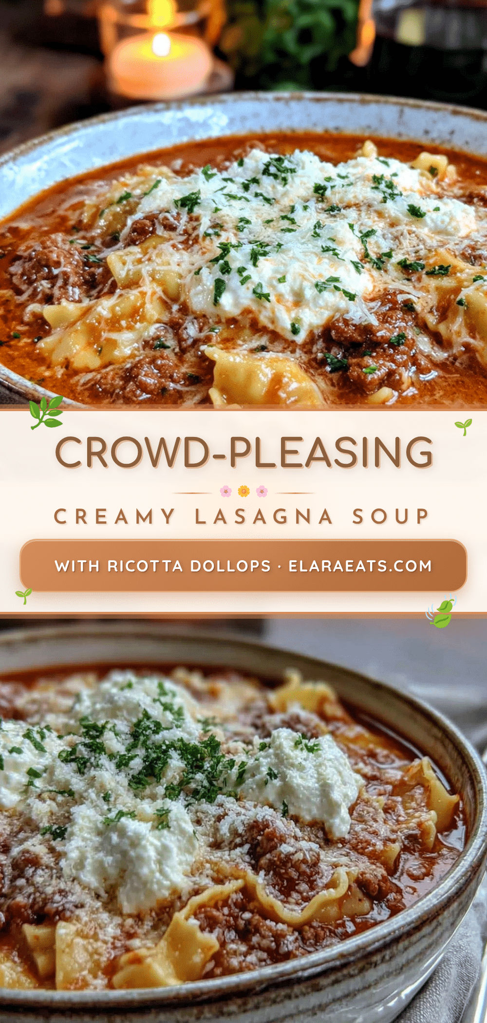 creamy lasagna soup with ricotta dollops recipe