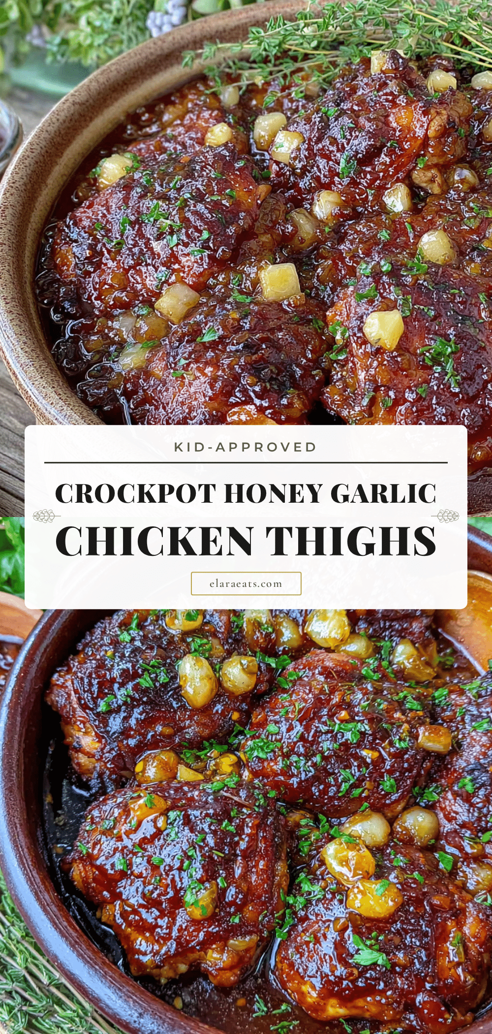 Easy Crockpot Honey Garlic Chicken Thighs recipe