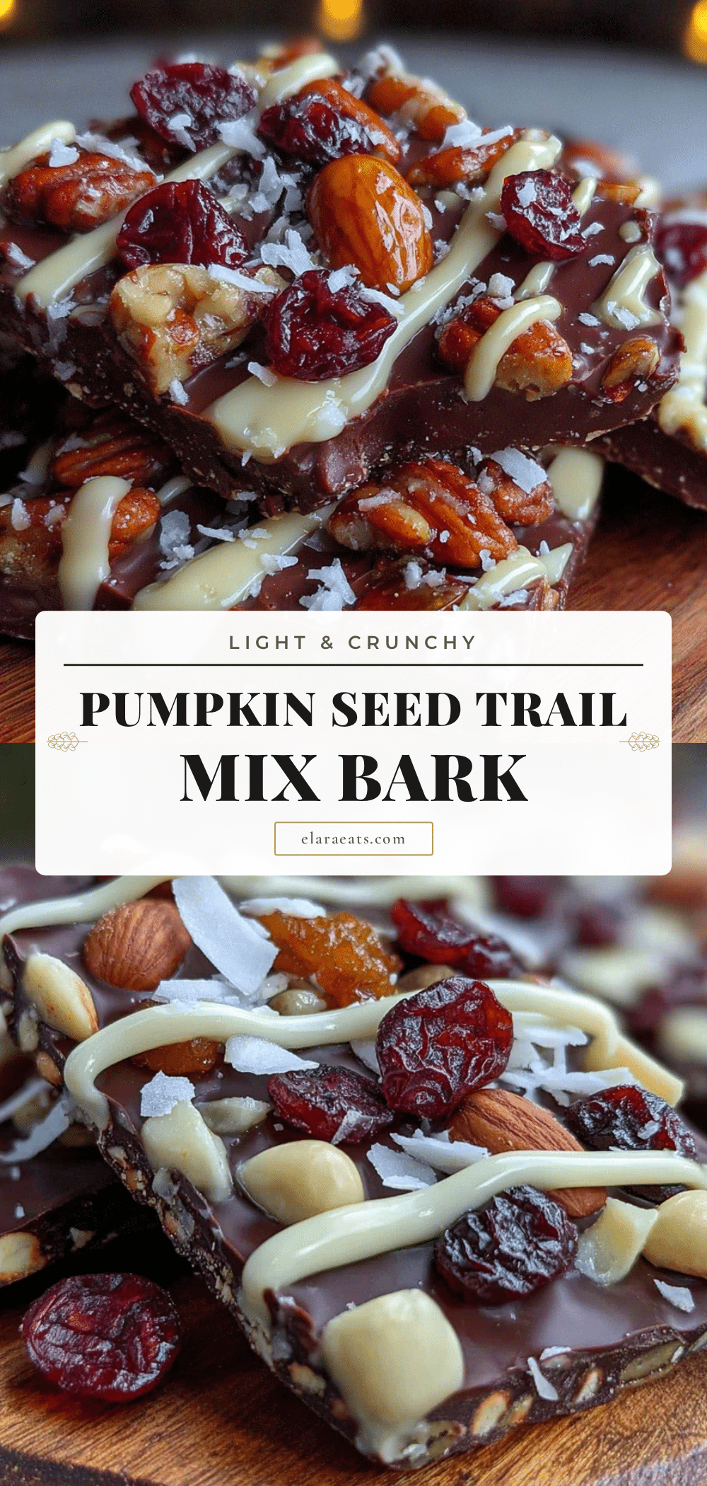 light & crunchy pumpkin seed trail mix bark recipe