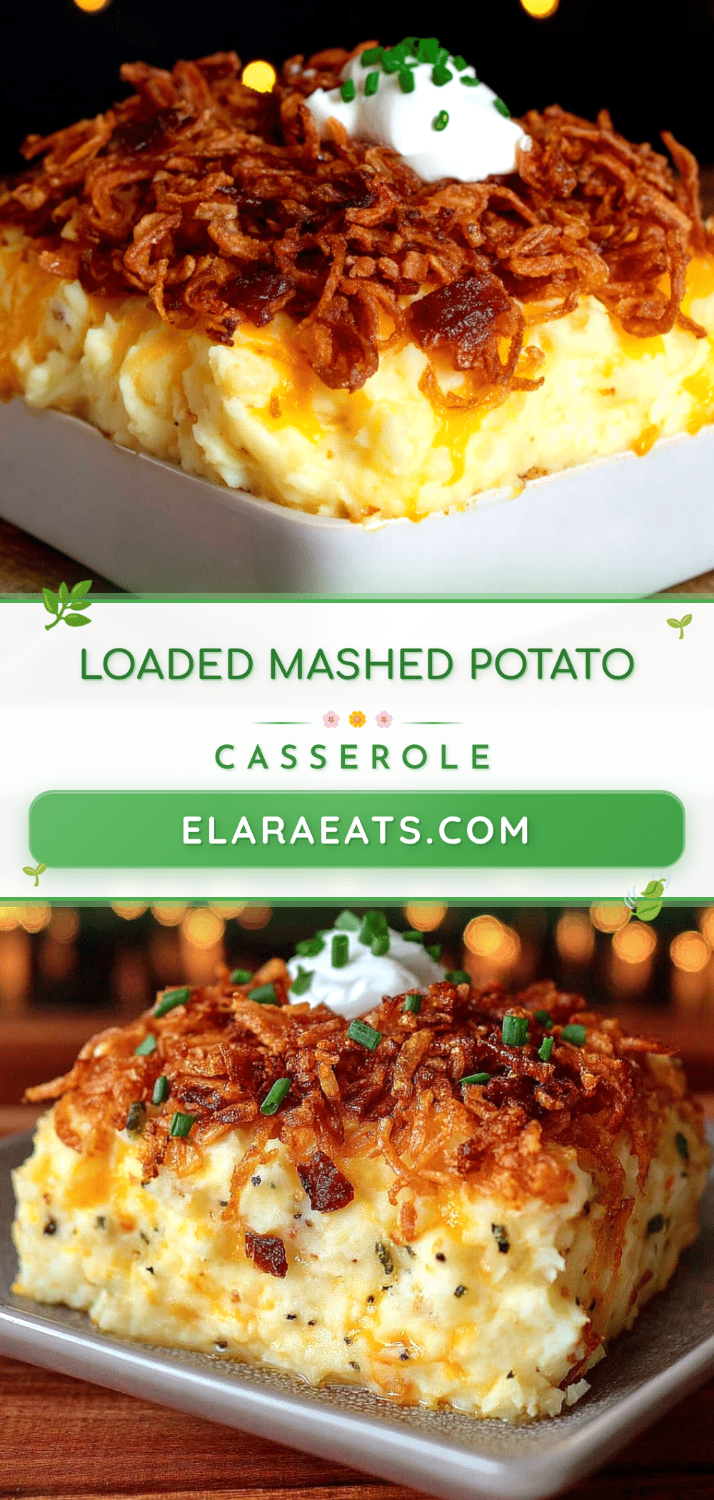 loaded mashed potato casserole with crispy onions recipe