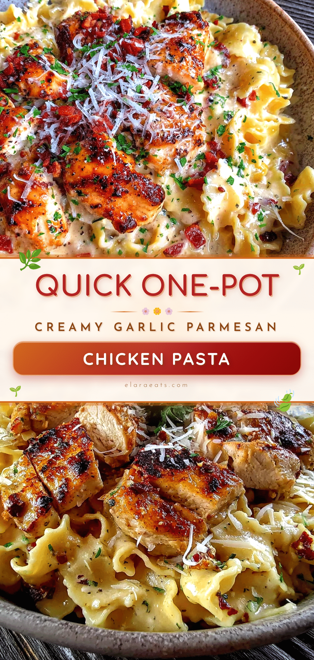 one-pot creamy garlic parmesan chicken pasta recipe