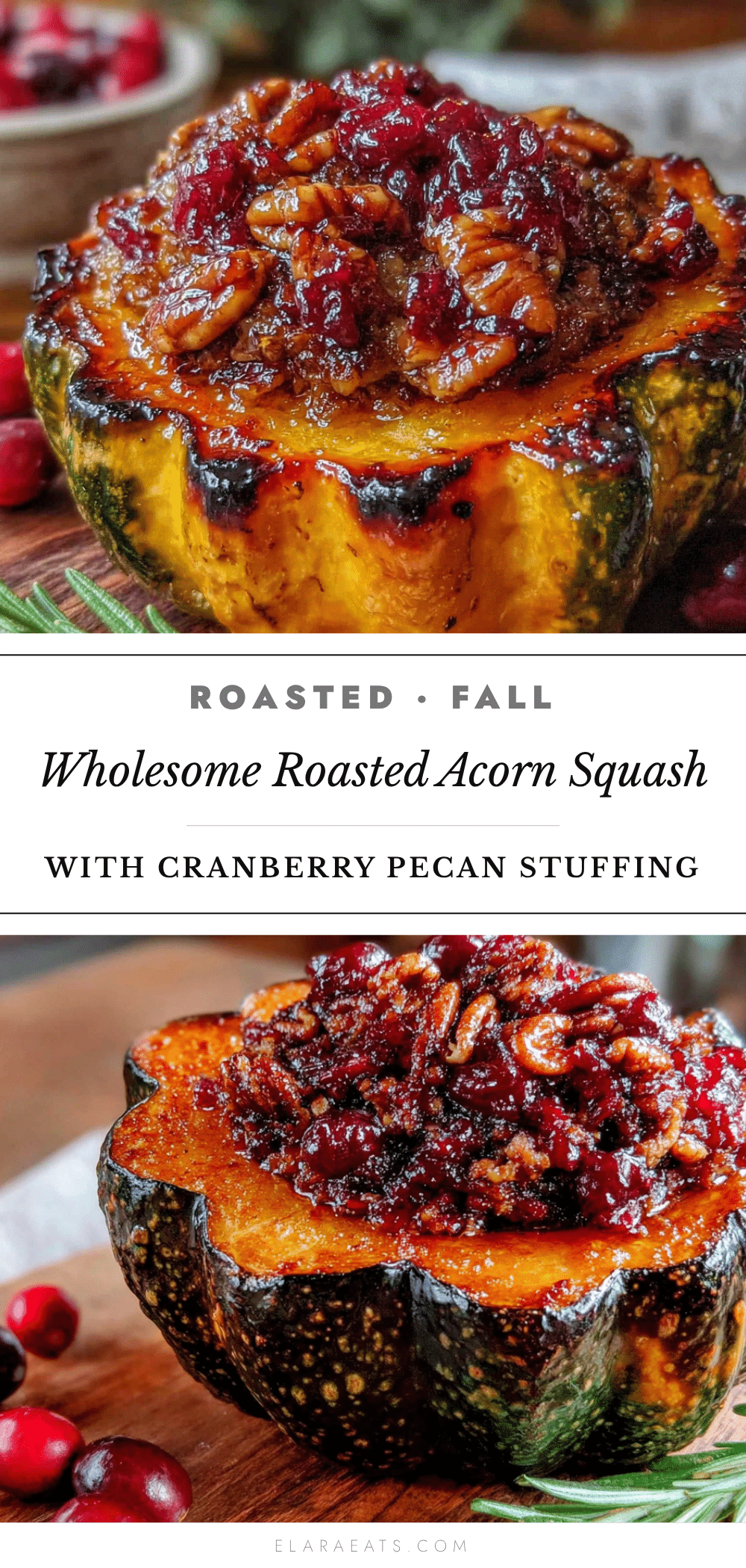roasted acorn squash with cranberry pecan stuffing recipe