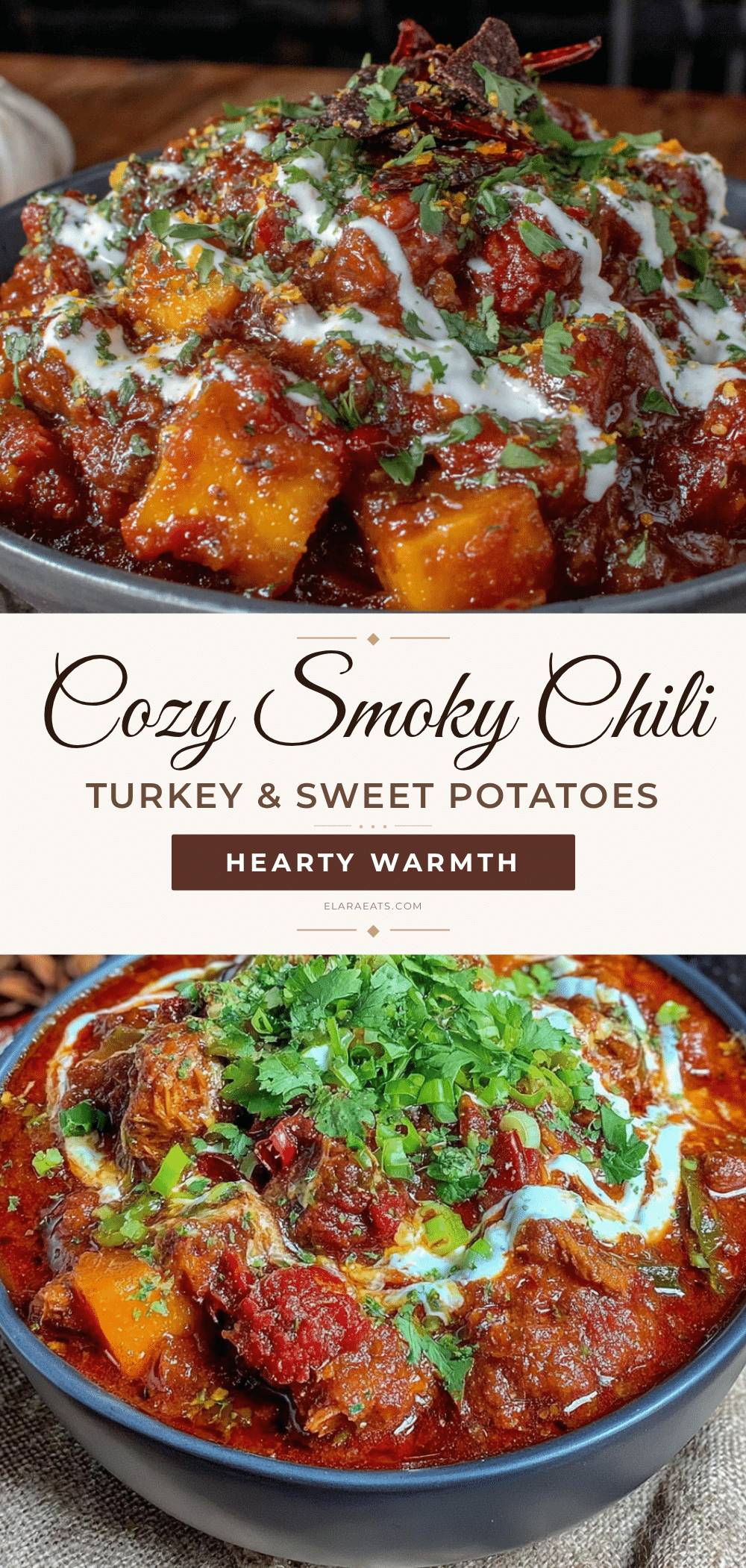 smoky turkey chili with sweet potatoes recipe