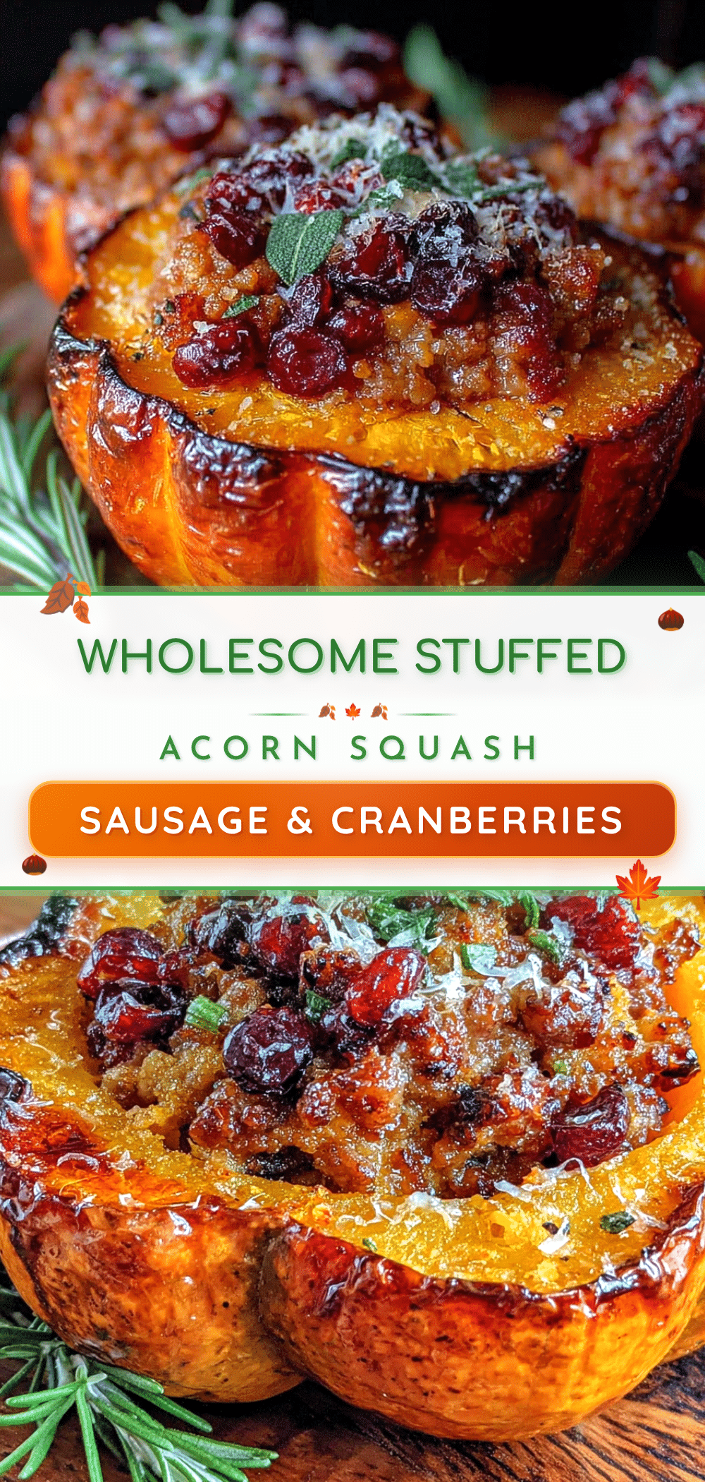 stuffed acorn squash with sausage and cranberries recipe