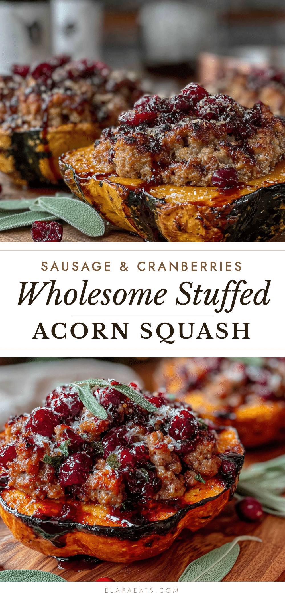 stuffed acorn squash with sausage and cranberries recipe