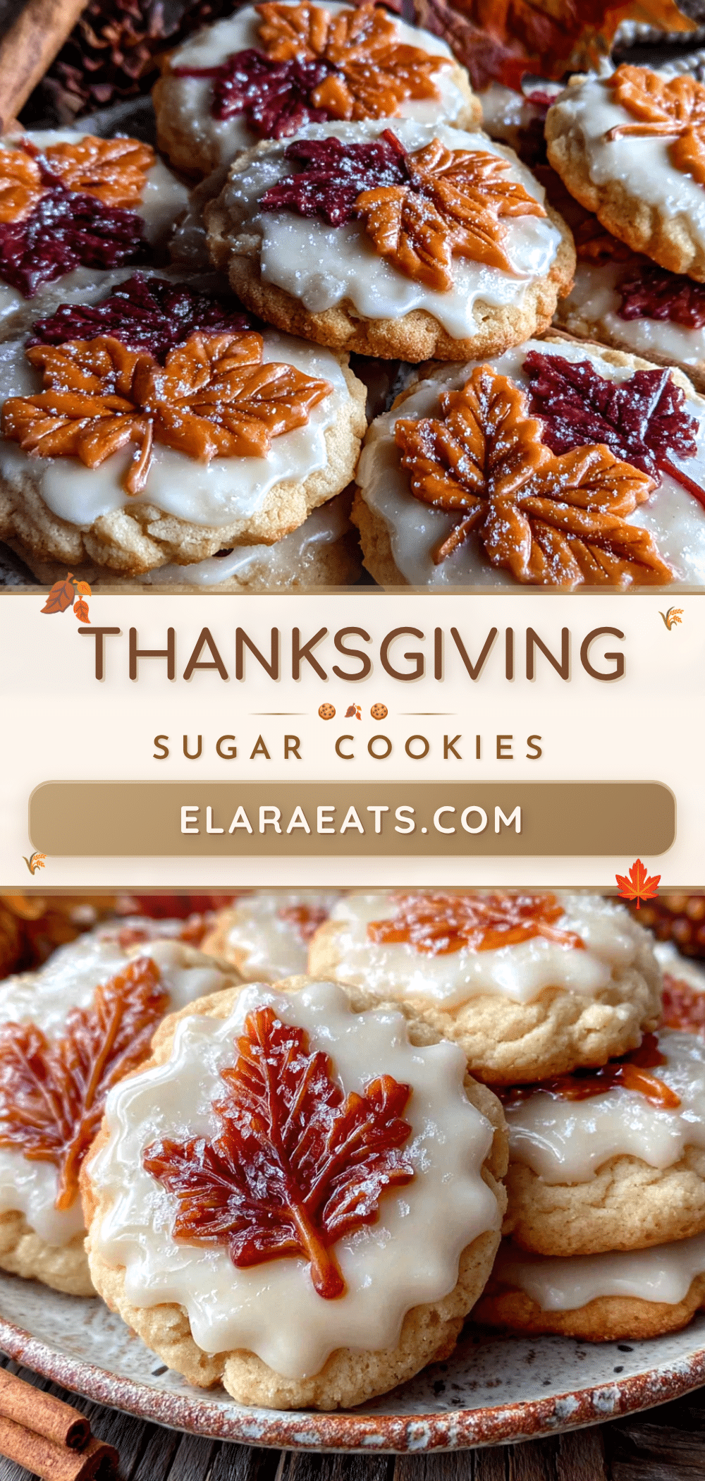 Thanksgiving sugar cookies with royal icing leaves recipe