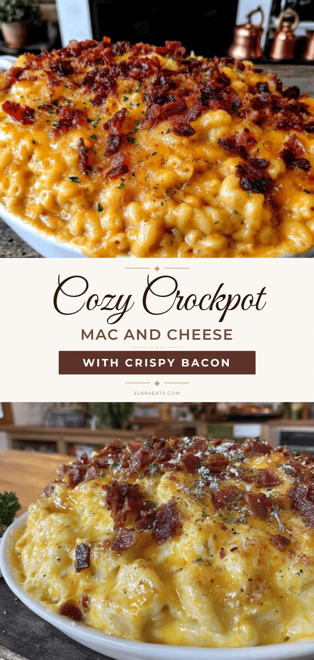 cozy crockpot mac and cheese with crispy bacon recipe