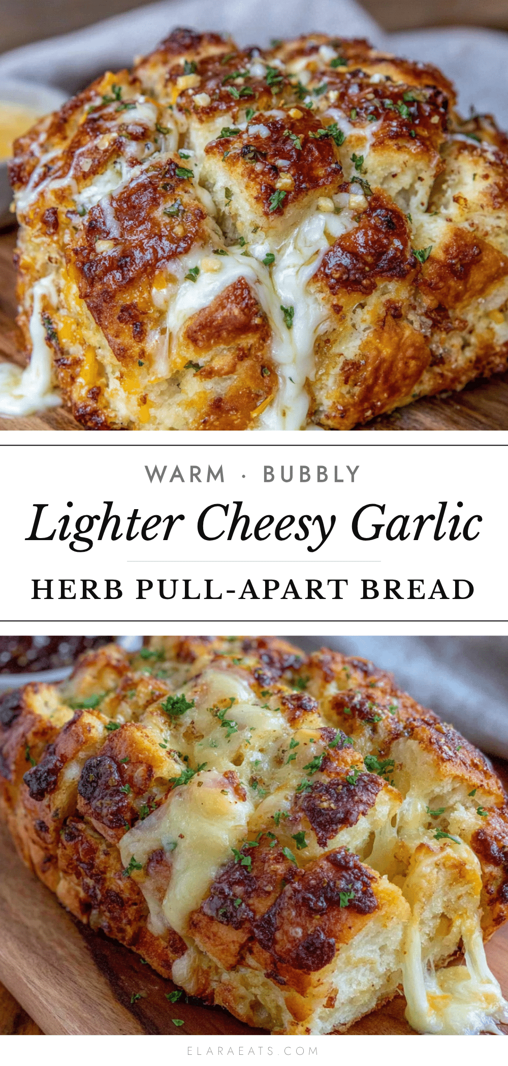 lighter cheesy garlic herb pull-apart bread recipe