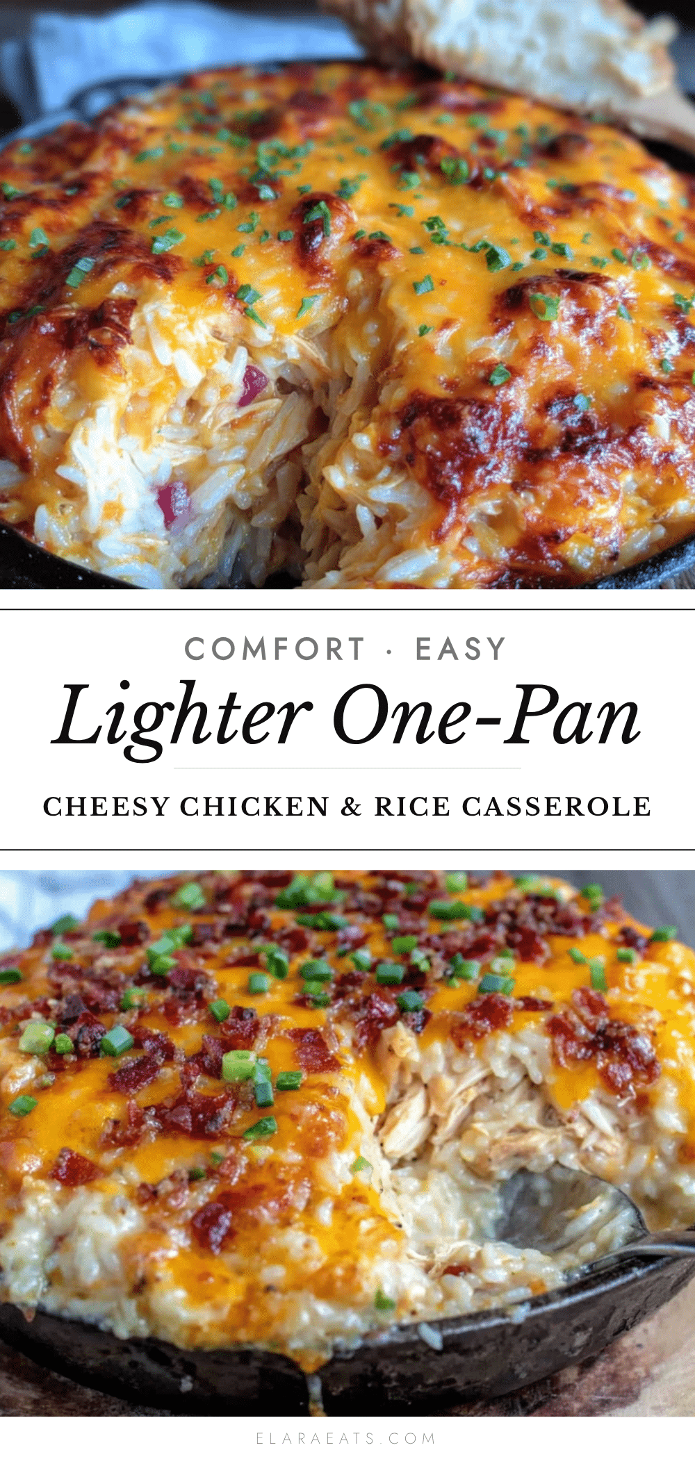 lighter one-pan cheesy chicken and rice casserole recipe