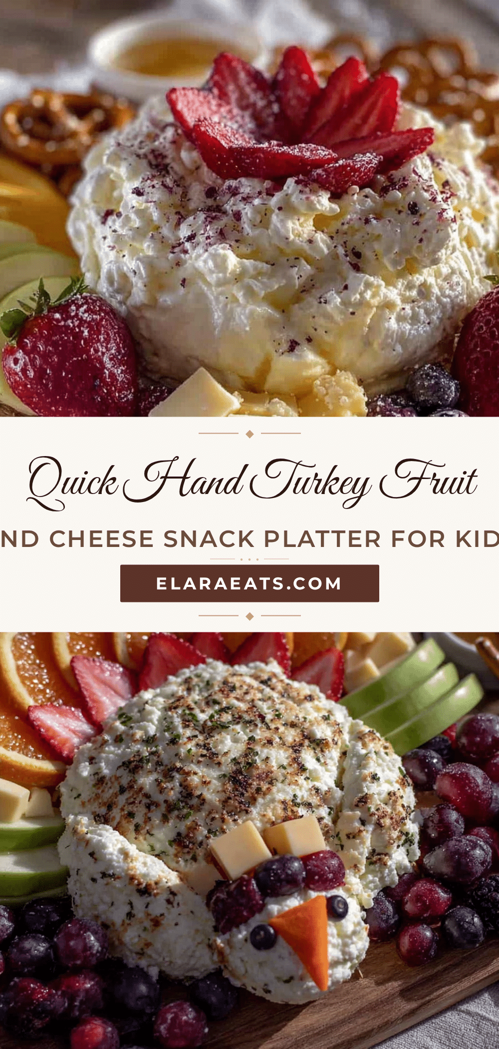 quick hand turkey fruit and cheese snack platter for kids recipe